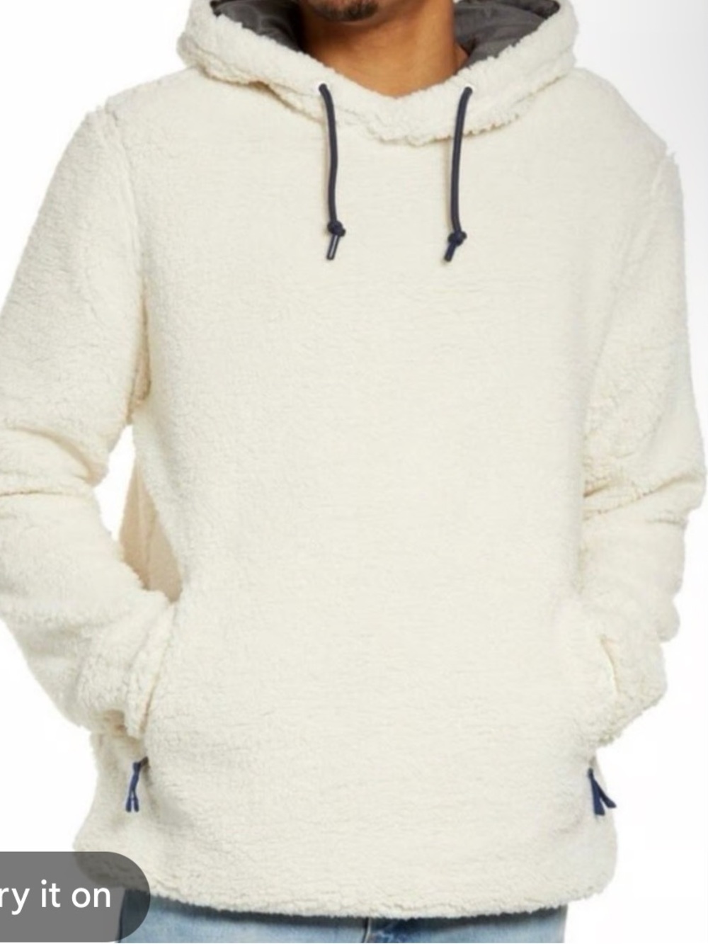 Chubbies cream fuzzy furry hoodie sweatshirt size L